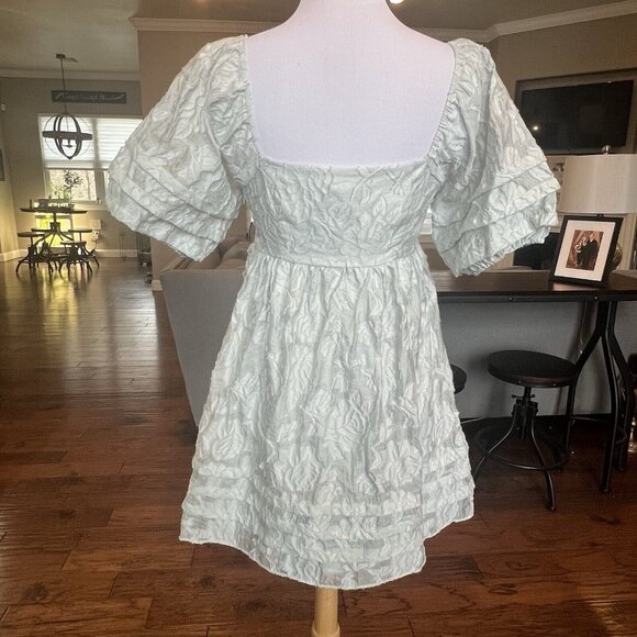 NWT $52 BaeVely Rylee Mini Dress Medium Baby Blue Ethereal Feminine Fairycore - Picture 12 of 16